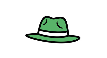 A simple green fedora hat illustration with a white band.