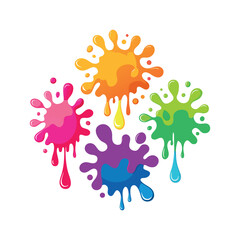 Color ink blots. Colorful paint splatters and drips in organic splashes. Bright, playful, bold abstract graffiti spots for kids art blobs, comics, pop art design. Vector isolated set