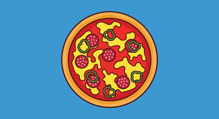 Delicious Pepperoni Pizza with Jalapenos and Cheese.
