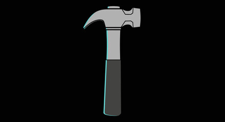 Isolated illustration of a classic claw hammer tool.