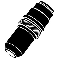 Black Microscope Lens Silhouette Icon | Minimal Science Research Vector PNG