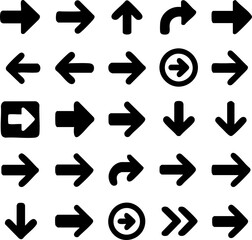 Versatile black arrow icons for UI design & navigation.