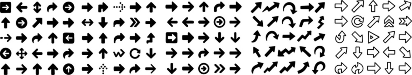 Extensive collection of solid & outline arrow icons.