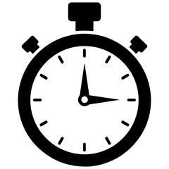 Black Stopwatch Silhouette vector Icon | Minimal Flat Vector PNG Download