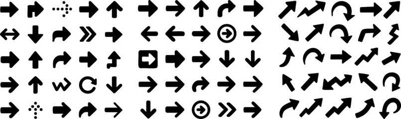 Set of diverse directional arrows for web and UI design.