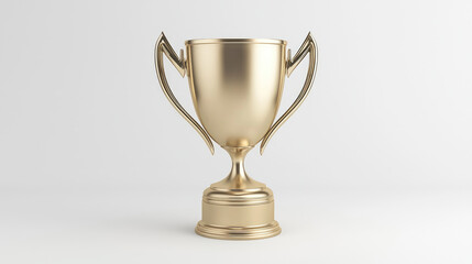 Golden trophy stands prominently against clean, white background, symbolizing achievement and success. Its polished surface reflects light beautifully, evoking feelings of victory and celebration