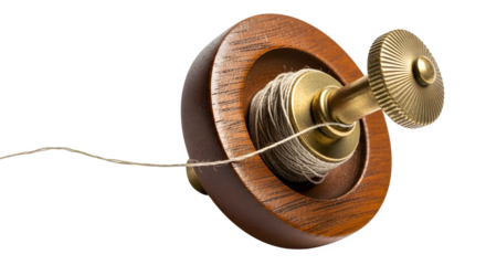 Vintage plumb bob isolated on transparent background, a classic tool for precision and craftsmanship, showcasing its wooden and brass construction