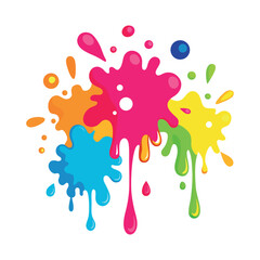 Color ink blots. Colorful paint splatters and drips in organic splashes. Bright, playful, bold abstract graffiti spots for kids art blobs, comics, pop art design. Vector isolated set