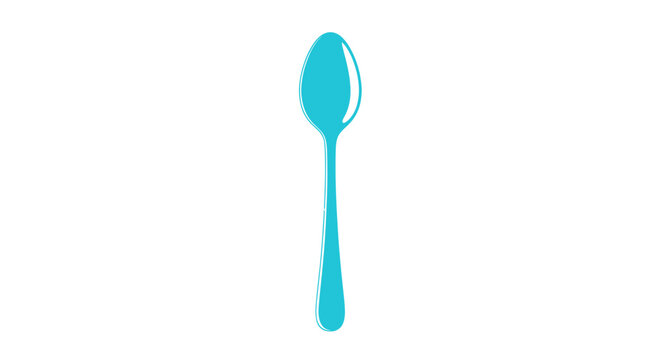 Simple cyan spoon kitchen utensil vector illustration.