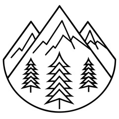 Obraz premium Abstract Mountain Forest Icons Line Art