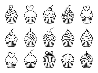 A Collection of Cute and Simple Cupcake Illustrations