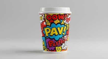 Coffee Cup with Comic Book Pop Art Design