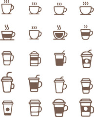 A Collection of Various Coffee Cup Vector Illustrations.