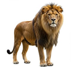 Obraz premium Lion poses powerfully in studio setting