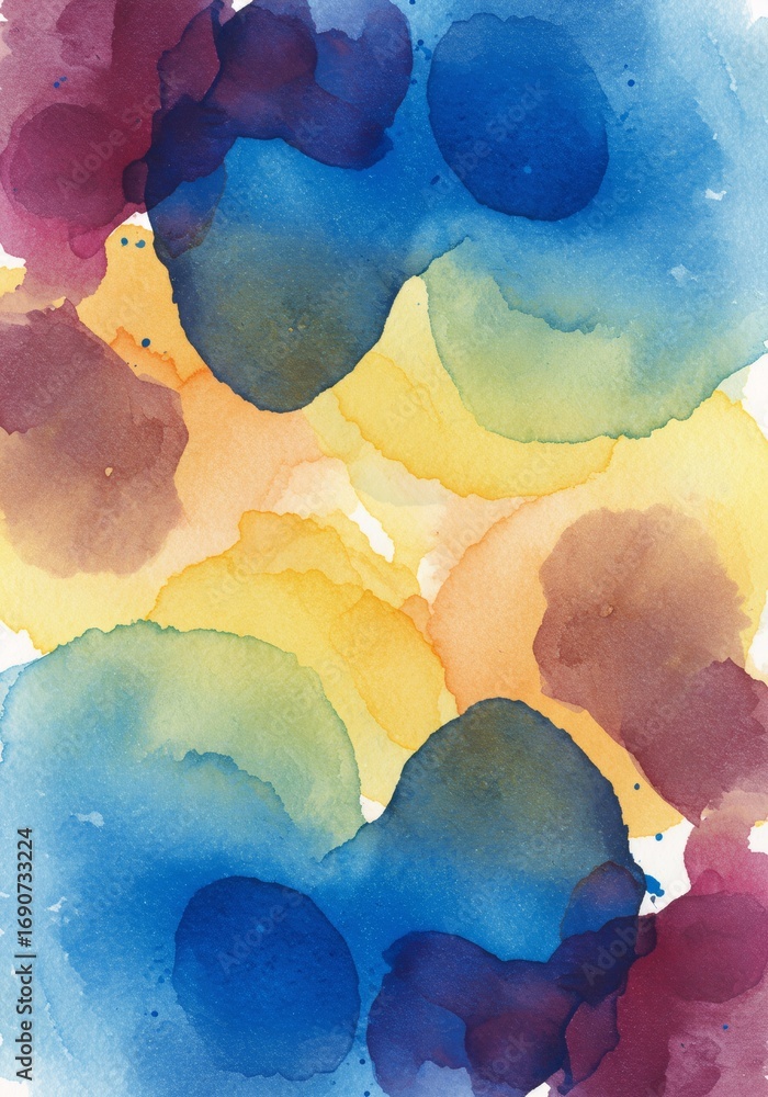 Poster abstract watercolor stain with colorful blobs creating a fluid background. artistic splash for creat