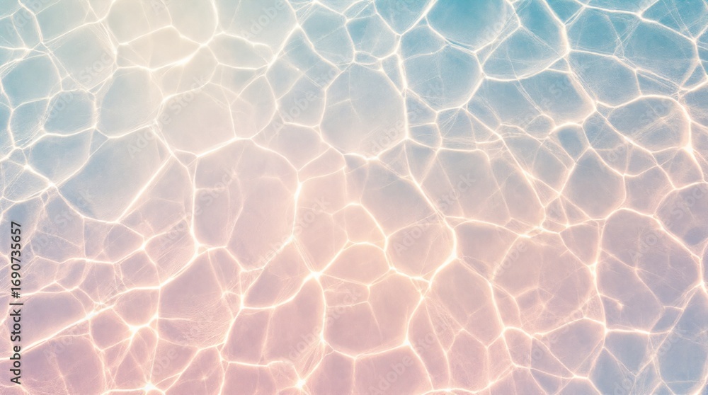 Aufkleber sun light reflecting on water surface creating abstract patterns. blue and pink gradient background 