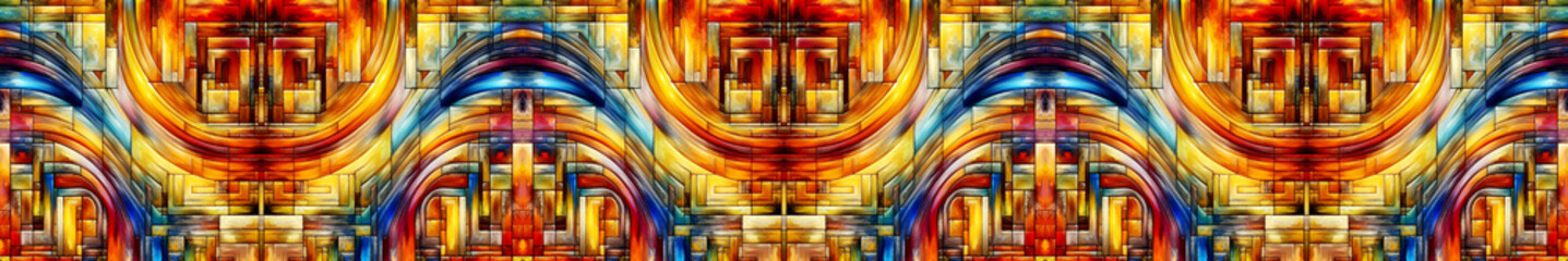 Abstract colorful lines pattern art fabric texture decoration from a traditional Thai temple