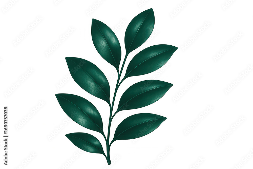 Poster vibrant green leaves forming a branch on a transparent background, creating a natural and elegant de
