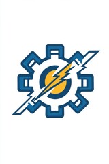 Fototapeta premium Illustration of Two Cogs with Lightning Bolt Concept and Yellow Circle