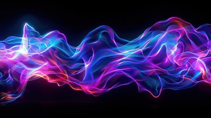 Abstract flowing wave of vibrant colors against a dark background creating a dynamic composition