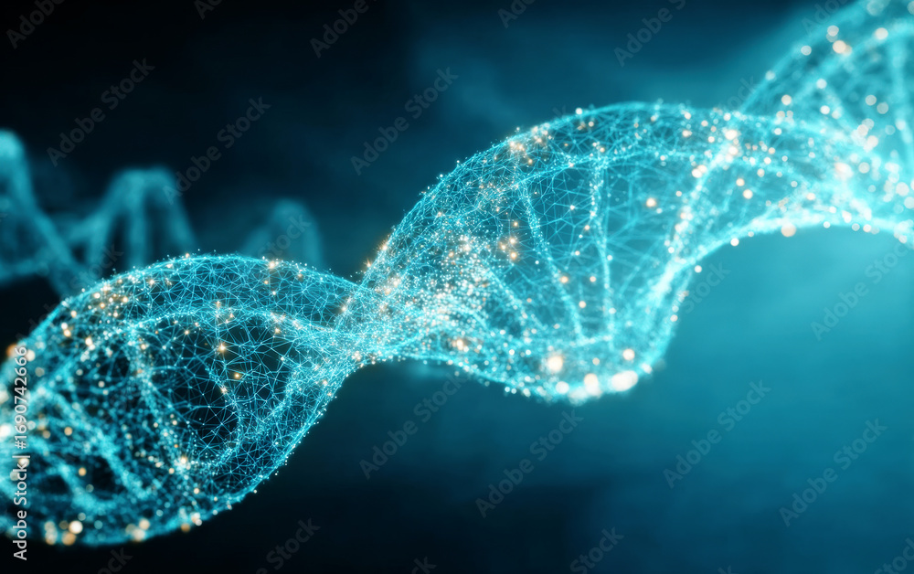 Poster digital representation of a dna double helix structure