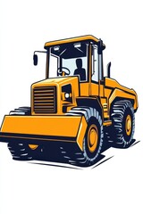 Yellow construction vehicle in vibrant stylized artwork for heavy machinery theme