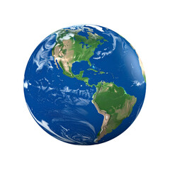 Detailed Rendering Of Earth Globe With Continents And Oceans Against Transparent Backdrop