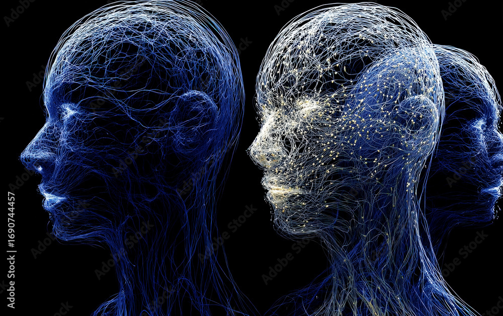Aufkleber abstract neural network structures representing human brain concepts