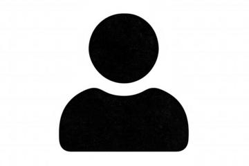 Black user profile silhouette representing digital identity, floating on transparent background for seamless graphic design integration