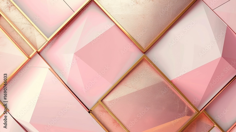 Poster abstract pink and gold geometric shapes creating a modern and luxurious background design element