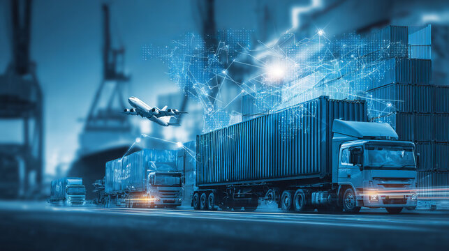 Smart Logistics and Digital Marketing Technology Concept with Data Network Visualization