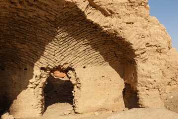 Ancient mud brick ruins in balkh province afghanistan a historic architectural detail