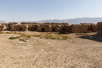 Ancient mud brick ruins of a fortress in the desert of Balkh Province, Afghanistan