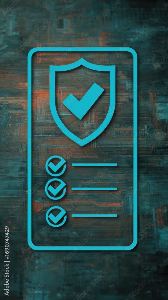 Poster Modern Security Awareness Training Poster with Shield Visual Representation and Checklist Elements