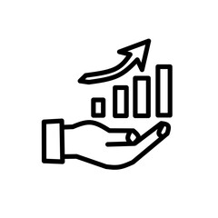 Hand Holding Growing Bar Chart Vector Icon