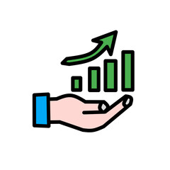 Hand Holding Growing Bar Chart Vector Icon