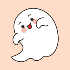 Cute Halloween Ghost Sticking Out Tongue Cartoon