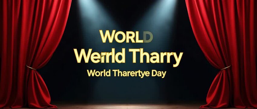Stage Lights and Theater Curtains Border Frame with Copy Space for World Theatre Day - Perfect for Showcasing Theatrical Concepts