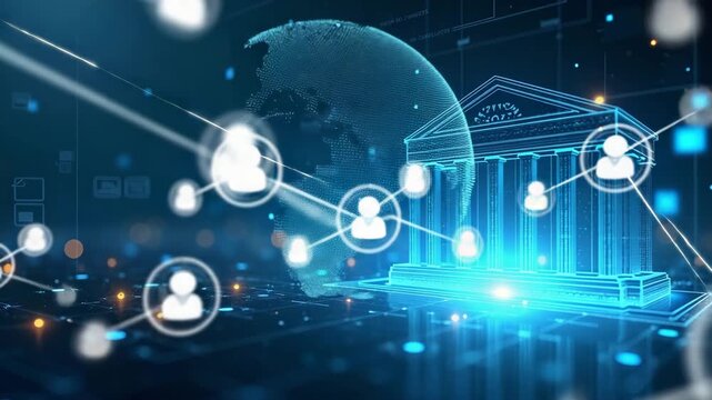 Wallpaper artwork illustrating central bank digital currencies with broad empty space and sleek digital visuals depicting government digital money systems advanced secure transaction networks and inno