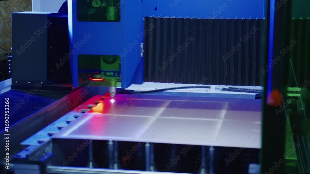 Aufkleber automated industrial laser engraving machine processes acrylic sheet, creating precise patterns with