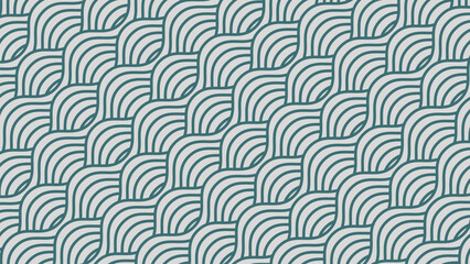 Teal curved line pattern on a white background, forming a seamless, modern geometric design.