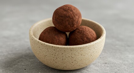 Chocolate Truffles in Rustic Bowl