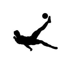 silhouette of a man jumping overhead kick football soccer logo