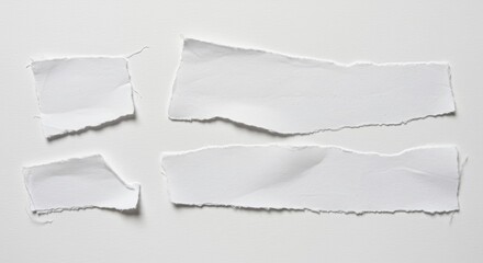 Torn Paper Pieces on White Background