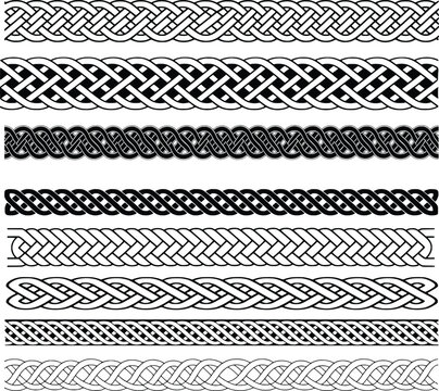 Celtic Knot Borders Vector Set &ndash; Seamless Interlaced Line Patterns