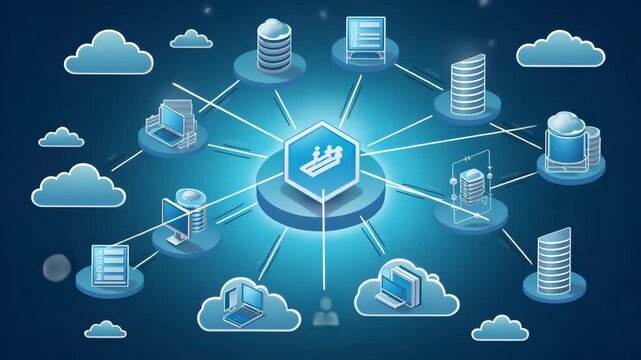 Comprehensive Cloud Migration Strategy: Smooth Data Transfer & Enhanced Security for Enterprise Modernization - Stock Photo Concept with Left Space