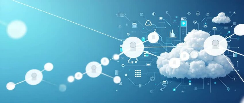 High resolution image illustrating cloud collaboration with interactive digital workspaces and integrated communication tools fostering efficient team synergy in  Photo Stock  Concept  and empty space