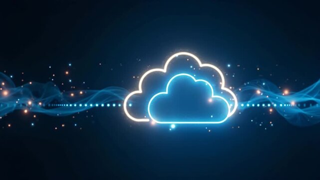 Modern Cloud Data Transfer: Visualizing Secure, High-Speed Digital Channels for Real-Time Information Synchronization in Stock Photos with Left Space