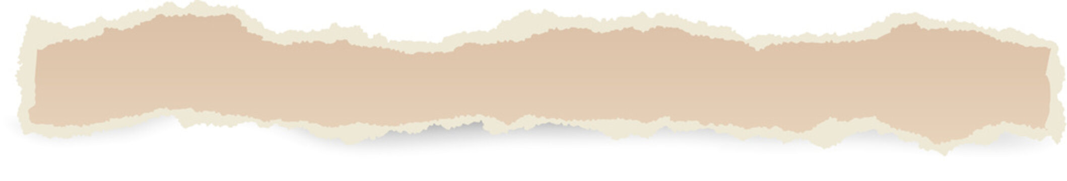 Torn paper sheet. Ripped stripe with retro texture for banner and text message. Pieces of note page for collage with rough edge and realistic shadow.