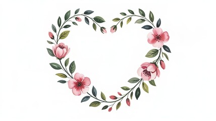 floral heart frame. made with generative Ai 